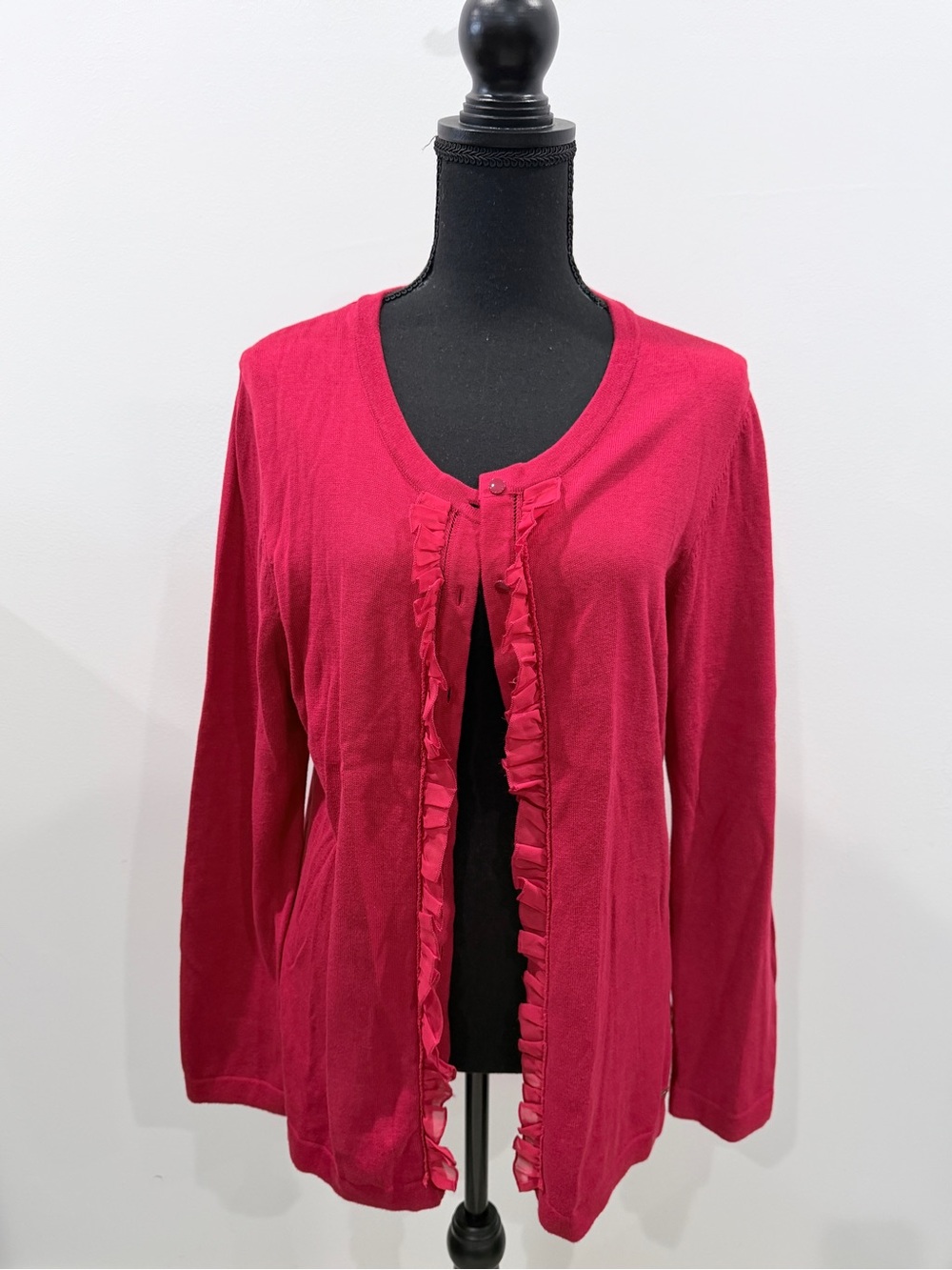 Tommy Hilfiger Cotton Holiday Red Women's Button Closure Cardigan